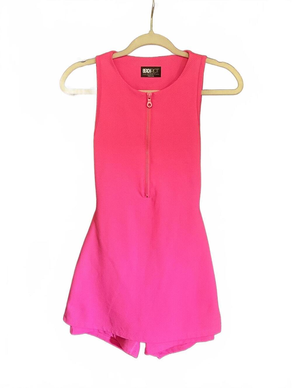 Beach Riot Sport Pink Sleeveless Romper with Front Zipper